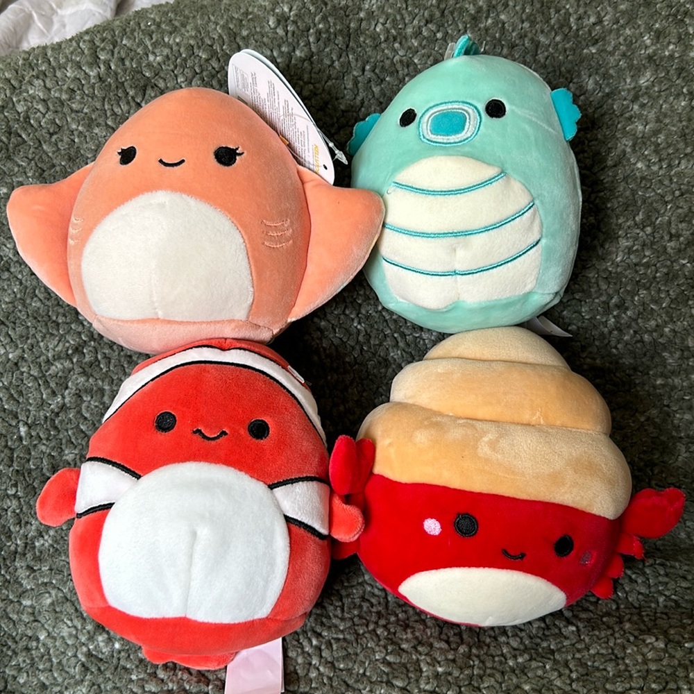 Squishmallow Sea Collection! 4 pieces - 5” Plush Toy Stuffed Animal
